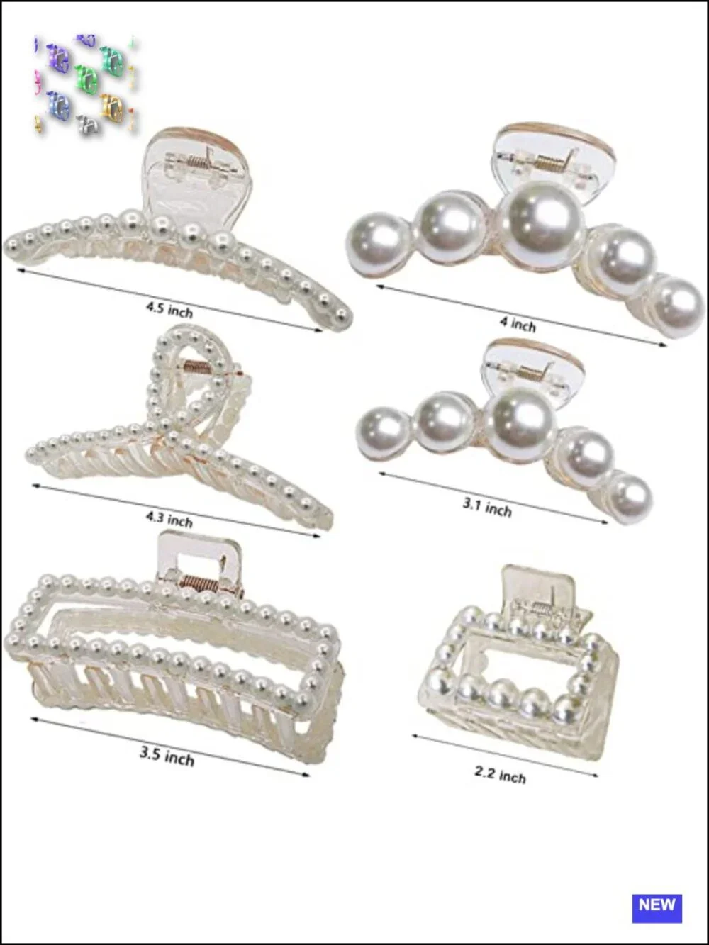 6 Large Pearl Claw Clips for Women Non-Slip Hair Clips Set